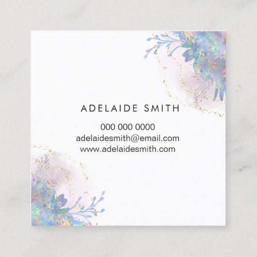 FAUX glitter op waterverf tropisch design Square Vierkante Visitekaartje (Achterkant)