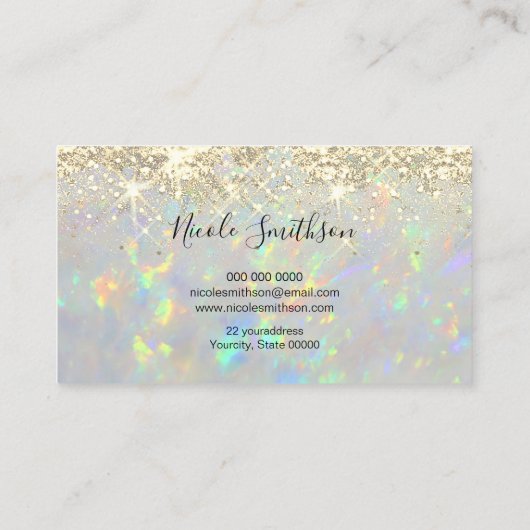 Faux glitter opaal achtergrond visitekaartje (Achterkant)