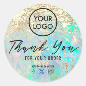 Faux glitter opaal textuur dank u ronde sticker (Voorkant)