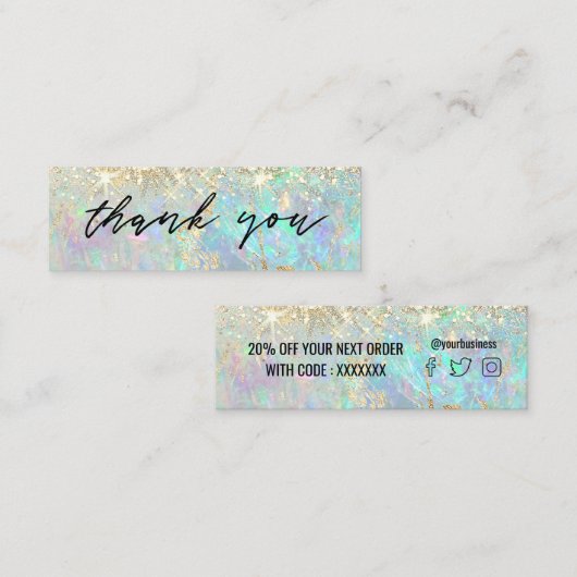 faux glitter opal background mini visitekaartje (Voorkant / Achterkant)