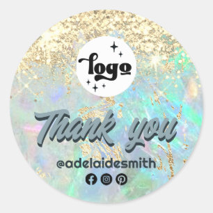 Faux Glitter Opal Bedankt Ronde Sticker