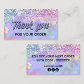 faux glitter opal dank u visitekaartje (Voorkant / Achterkant)