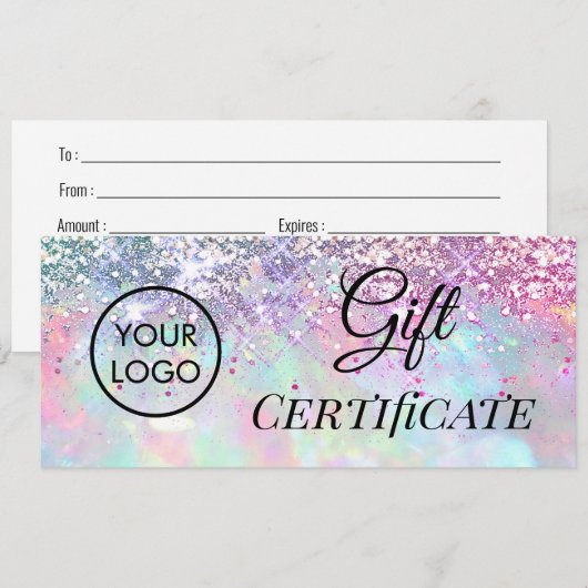 faux glitter opal logo gift (Voorkant / Achterkant)