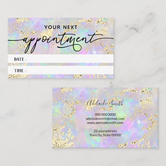 Faux Glitter Opal Textuur Afspraakkaart Visitekaartje (Voorkant / Achterkant)
