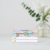 Faux Glitter Opal Textuur Afspraakkaart Visitekaartje (Staand voorkant)