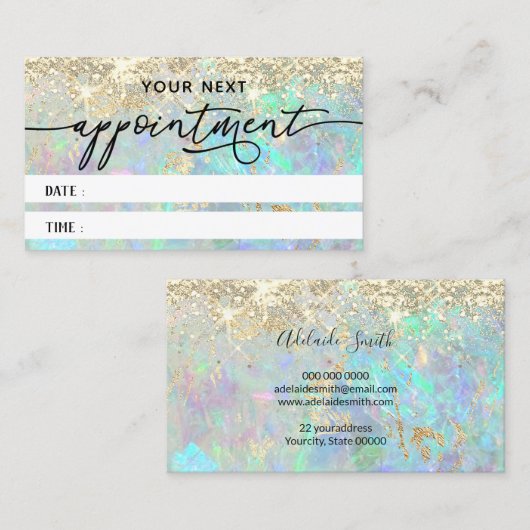 Faux Glitter Opal Textuur Afspraakkaart Visitekaartje (Voorkant / Achterkant)