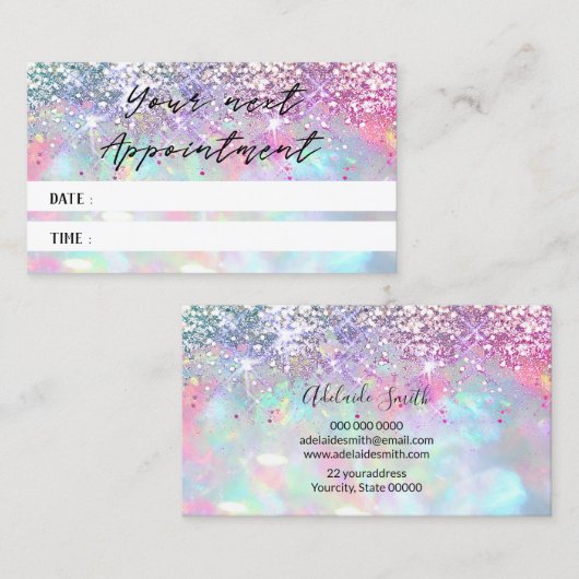 Faux Glitter Opal Textuur Afspraakkaart Visitekaartje (Voorkant / Achterkant)