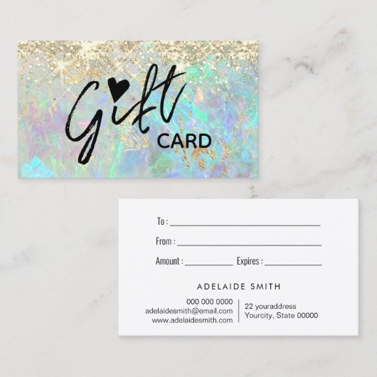 Faux Glitter Opal Textuur Cadeaubon Visitekaartje (Voorkant / Achterkant)