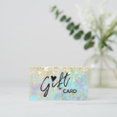 Faux Glitter Opal Textuur Cadeaubon Visitekaartje (Staand voorkant)