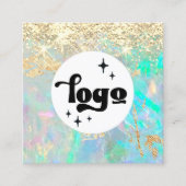 faux glitter opal vierkante visitekaartje (Voorkant)