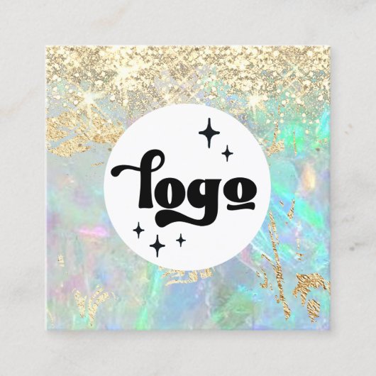 faux glitter opal vierkante visitekaartje (Voorkant)