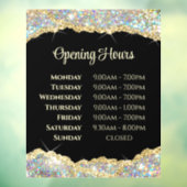Faux Glitter-openingstijden Venster Cling Raamsticker (Vel 3)