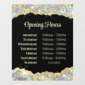 Faux Glitter-openingstijden Venster Cling Raamsticker (Vel)