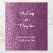 Faux Glitter Paarse Elegance Wijn Etiket (Enkel label)
