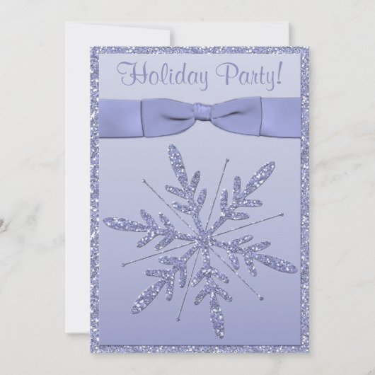 FAUX Glitter Paarse Snowflake Holiday Party nodigt Kaart (Voorkant)