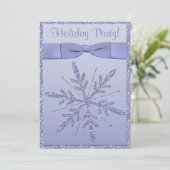 FAUX Glitter Paarse Snowflake Holiday Party nodigt Kaart (Staand voorkant)