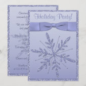 FAUX Glitter Paarse Snowflake Holiday Party nodigt Kaart (Voorkant / Achterkant)
