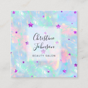 FAUX glitter paarse sterren Vierkante Visitekaartje