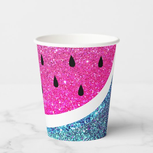 faux glitter paarse watermeloenen papieren bekers (Achterkant)