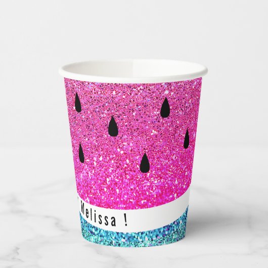 faux glitter paarse watermeloenen papieren bekers (Links)