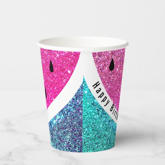faux glitter paarse watermeloenen papieren bekers (Rechts)