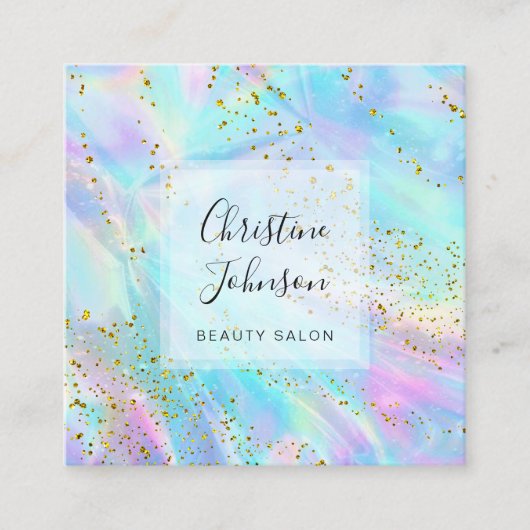 FAUX glitter pastel kleuren Vierkante Visitekaartje (Voorkant)