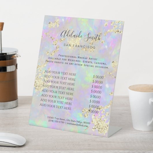 faux glitter pastel opal prijslijst Pedestal Sign Reclamebord Met Voetstuk (Insitu)