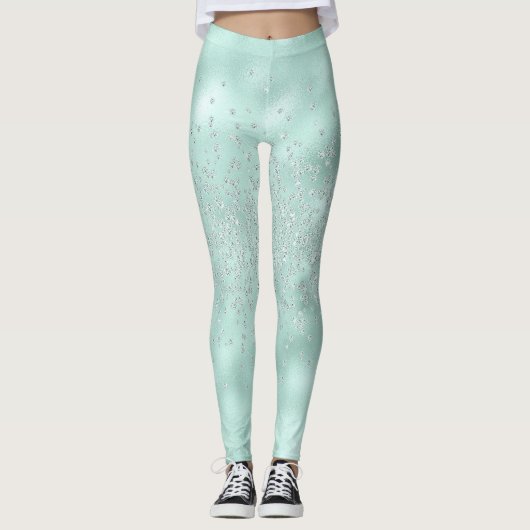 Faux Glitter Pastel Sparkle Elegant Shiny Chic Leggings (Voorkant)
