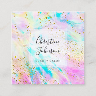 faux glitter pastel waterverf vierkante visitekaartje
