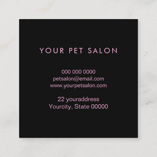 faux glitter paw print vierkant visitekaartje (Achterkant)