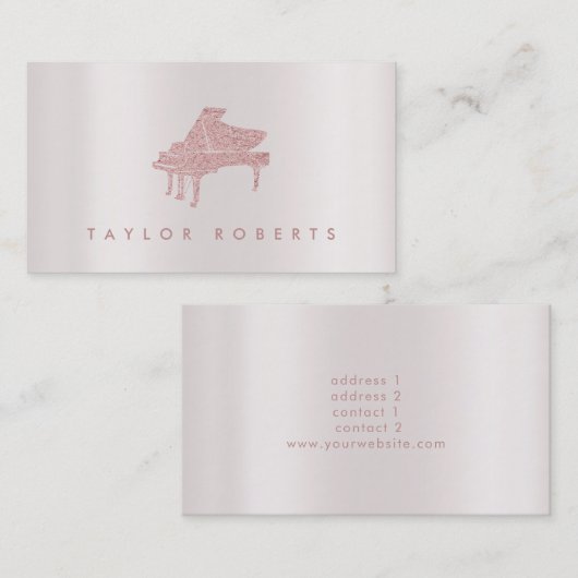 faux glitter piano op FAUX metallic effect Visitekaartje (Voorkant / Achterkant)