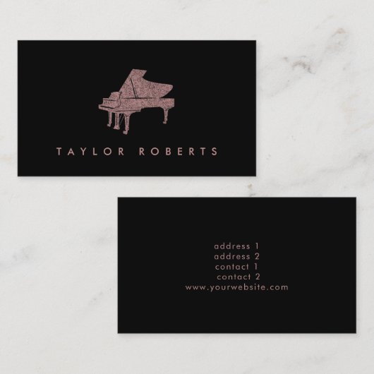 faux glitter piano visitekaartje (Voorkant / Achterkant)