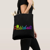 Faux Glitter Pickleball-Logo op zwart Tote Bag (Dichtbij)