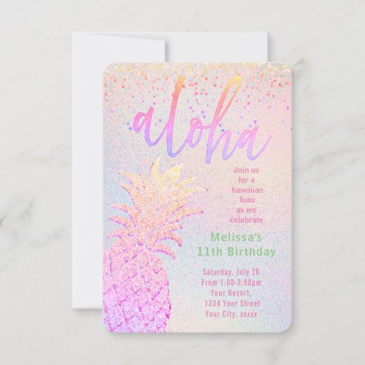 faux glitter pineapple decor verjaardag kaart (Voorkant)