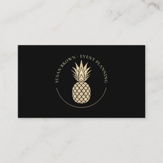 Faux Glitter Pineapple Logo Visitekaartje (Voorkant)