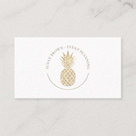 Faux Glitter Pineapple Logo Visitekaartje (Voorkant)
