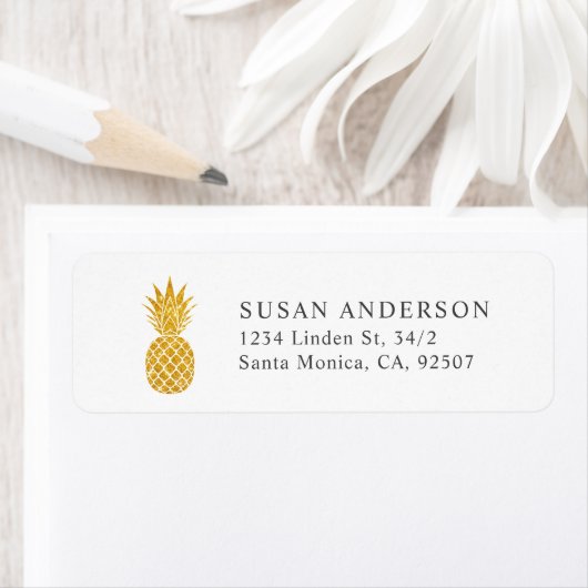 Faux Glitter Pineapple Return Address Label (Insitu)