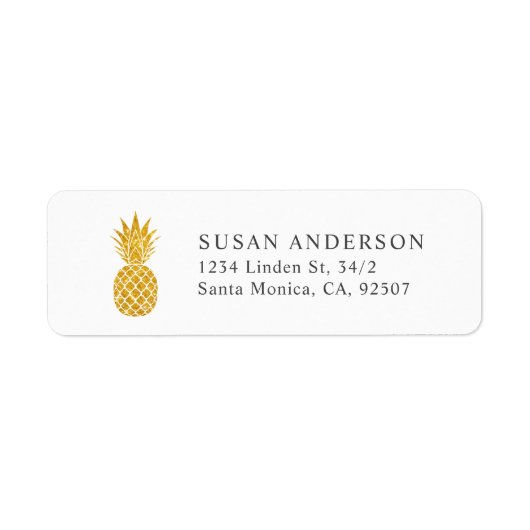 Faux Glitter Pineapple Return Address Label (Voorkant)