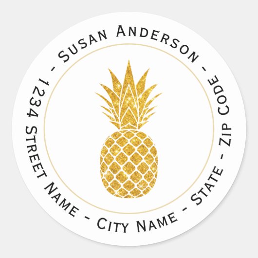 Faux Glitter Pineapple Return Address Label (Voorkant)