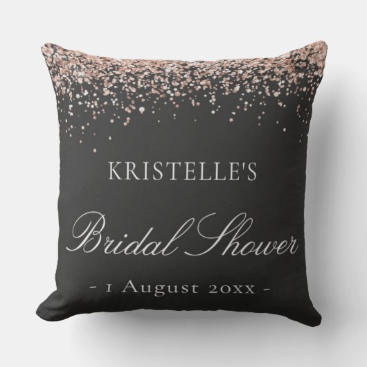 Faux Glitter Pink Black Bridal Shower Personalized Kussen (Voorkant)