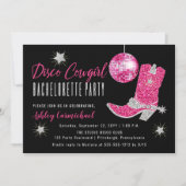 Faux Glitter Pink Cowgirl Bachelorette Kaart (Voorkant)