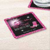 Faux Glitter Pink Cowgirl Bachelorette Kartonnen Onderzetters (Schuin)
