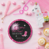 Faux Glitter Pink Cowgirl Bachelorette Papieren Bordje (Feest)
