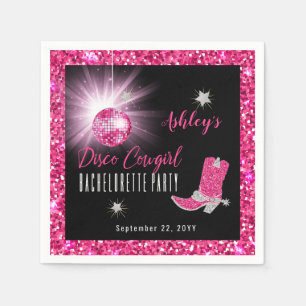 Faux Glitter Pink Cowgirl Bachelorette Servet