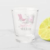 Faux Glitter Pink Cowgirl Bachelorette Shot Glas (Achterkant)