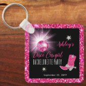 Faux Glitter Pink Cowgirl Bachelorette Sleutelhanger (Voorkant)