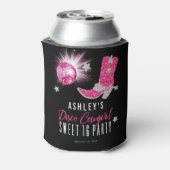 Faux Glitter Pink Disco Cowgirl Sweet 16 party Blikjeskoeler (Blikje Achterkant)