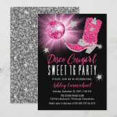 Faux Glitter Pink Disco Cowgirl Sweet 16 party Kaart (Voorkant / Achterkant)