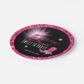 Faux Glitter Pink Disco Cowgirl Sweet 16 party Papieren Bordje (Gekanteld)