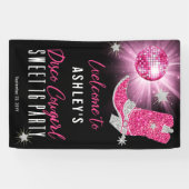 Faux Glitter Pink Disco Cowgirl Sweet 16 party Spandoek (Horizontaal)